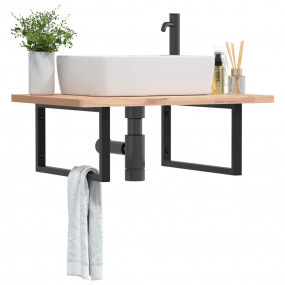 Shelf Brackets for Washbasin 2 pcs Black Rectangular St...