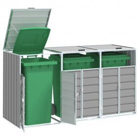 Wheelie Bin Storage for Triple Bins Gray 85"x31.9"x45.3...