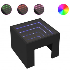 Coffee Table with Infinity LED Black 15.7x15.7x11.8"