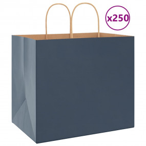 Imag:Paper Bags 250 pcs with Handles Blue 12.6x8.7x11.0