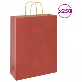 Imag:Paper Bags 250 pcs with Handles Red 12.6x4.7x16.5