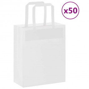 Paper Bags 50 pcs with Handles White 7.1x3.1x8.7"