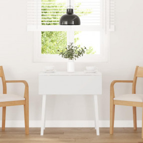 Dining Table White Solid Wood Rubber