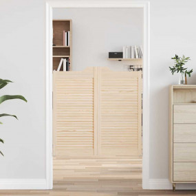 Swing Doors Louvred Design 2-Pair 39.4x39.4" Solid Wood...