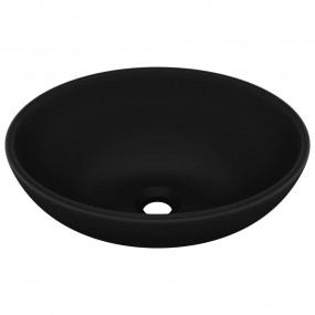 Luxury Basin Oval-shaped Matt Black 15.7x13.0" Ceramic