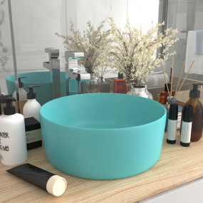 Luxury Wash Basin Round Matt Light Green 15.7x5.9" Cera...