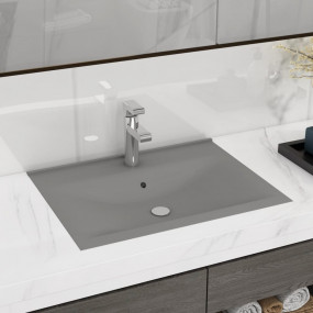 Luxury Basin with Faucet Hole Matt Light Grey 23.6x18.1...