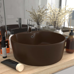 Luxury Wash Basin with Overflow Matt Dark Brown 14.2x5....