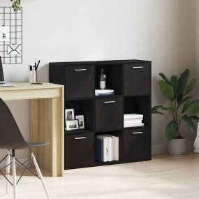 Book Cabinet Black Oak 35.4x11.0x35.4" Engineered Wood