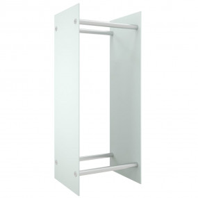 Firewood Rack White 15.7x13.8x39.4" Tempered Glass