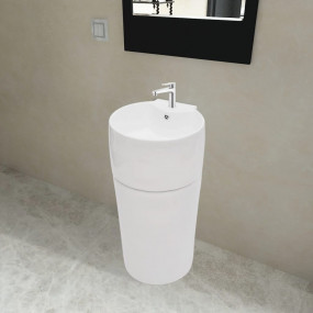 Ceramic Stand Bathroom Sink Basin Faucet/Overflow Hole ...