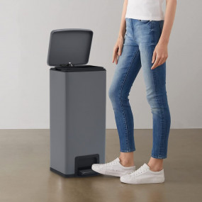 Dustbin with Pedal Anti-fingerprint 7.9 gal Grey Stainl...