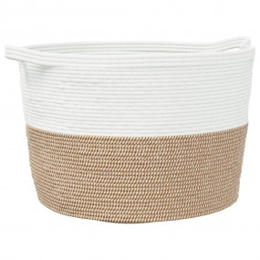 Laundry Basket Brown and White 23.6x14.2" Cotton