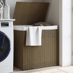 Laundry Basket with 2 Sections 20.9x13.8x22.4" Poly Rat...