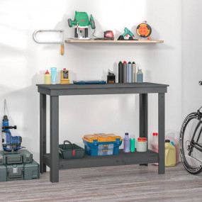 Work Bench Grey 43.3x19.7x31.5" Solid Wood Pine