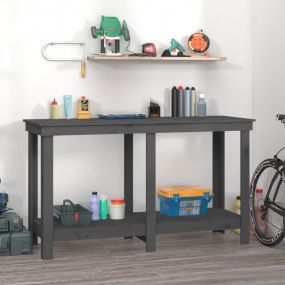 Work Bench Grey 55.1x19.7x31.5" Solid Wood Pine