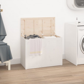 Laundry Box White 34.8x17.3x26.0" Solid Wood Pine