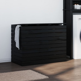 Laundry Basket Black 34.8x17.3x26.0" Solid Wood Pine