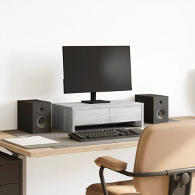 Monitor Stand with Drawers Grey Sonoma 19.7x10.6x5.9" E...