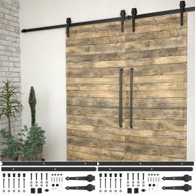 Sliding Door Hardware Kits 2 pcs 78.7 " Steel Black (2x...