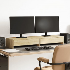 Monitor Stand with Drawers Sonoma Oak 39.4x10.6x5.9" En...