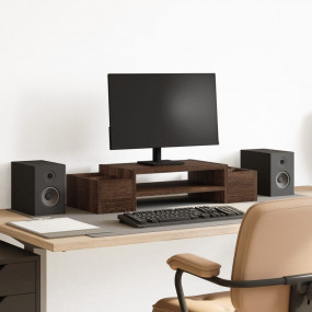 Monitor Stand with Storage Brown Oak 27.6x10.6x5.9" Eng...