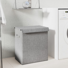 Foldable Laundry Hamper Grey 20.1x13.6x23.2" Faux Linen...