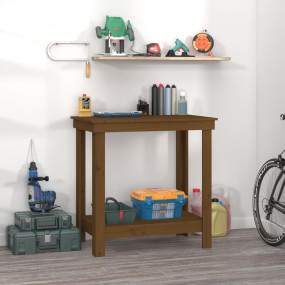 Work Bench Honey Brown 31.5x19.7x31.5" Solid Wood Pine