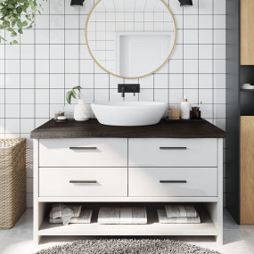 Bathroom Countertop Dark Brown 39.4 x 19.7 x (0.8-2.4) ...