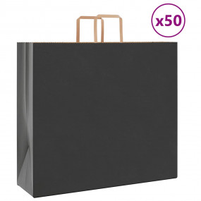 Paper Bags 50 pcs with Handles Black 54x15x49 cm
