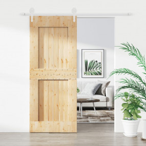 Sliding Door with Hardware Set 33.5x82.7" Solid Wood Pi...