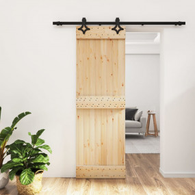 Sliding Door with Hardware Set 27.6x82.7" Solid Wood Pi...