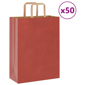 Paper Bags 50 pcs with Handles Red 26x12x35 cm