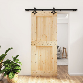 Sliding Door with Hardware Set 33.5x82.7" Solid Wood Pi...