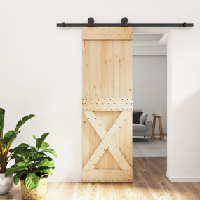 Sliding Door with Hardware Set 27.6x82.7" Solid Wood Pi...