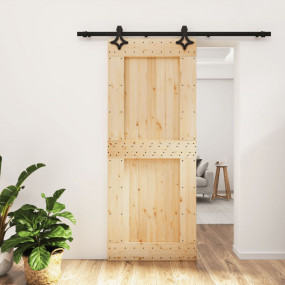 Sliding Door with Hardware Set 33.5x82.7" Solid Wood Pi...