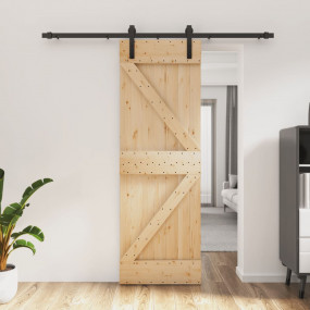 Sliding Door with Hardware Set 27.6x82.7" Solid Wood Pi...