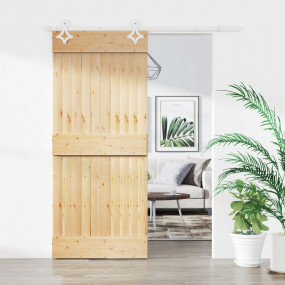 Sliding Door with Hardware Set 35.4x82.7" Solid Wood Pi...