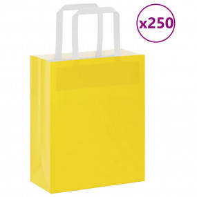Paper Bags 250 pcs with Handles Yellow 18x8x22 cm