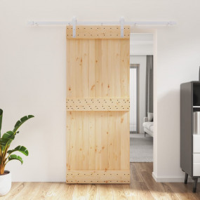 Sliding Door with Hardware Set 33.5x82.7" Solid Wood Pi...