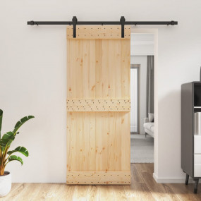 Sliding Door with Hardware Set 33.5x82.7" Solid Wood Pi...