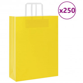 Paper Bags 250 pcs with Handles Yellow 32x12x42 cm