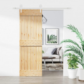 Sliding Door with Hardware Set 27.6x82.7" Solid Wood Pi...