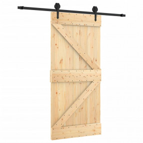 Sliding Door with Hardware Set 37.4x82.7" Solid Wood Pi...