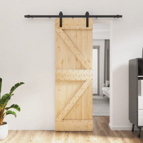 Sliding Door with Hardware Set 27.6x82.7" Solid Wood Pi...