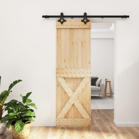 Sliding Door with Hardware Set 27.6x82.7" Solid Wood Pi...