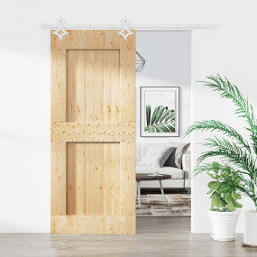 Sliding Door with Hardware Set 33.5x82.7" Solid Wood Pi...