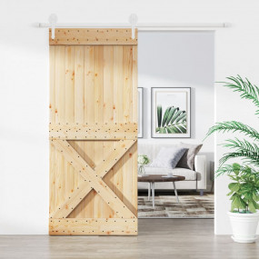 Sliding Door with Hardware Set 35.4x82.7" Solid Wood Pi...