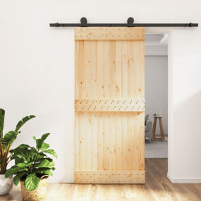 Sliding Door with Hardware Set 37.4x82.7" Solid Wood Pi...