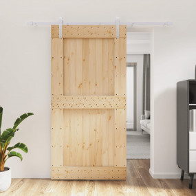 Sliding Door with Hardware Set 39.4x82.7" Solid Wood Pi...